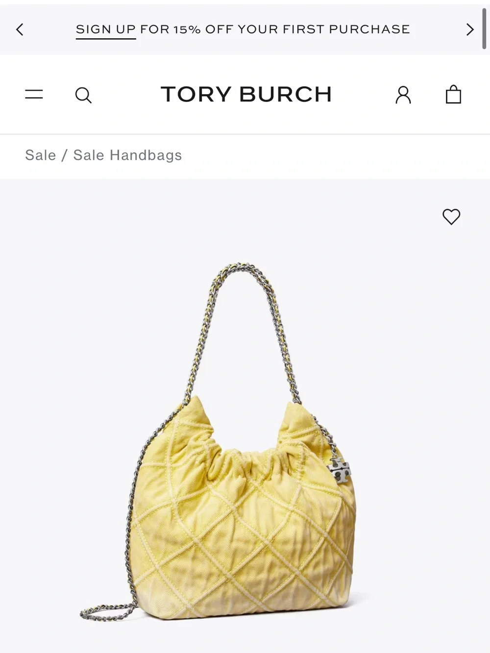 NWT TORY BURCH mini Fleming denim soft hobo bag.